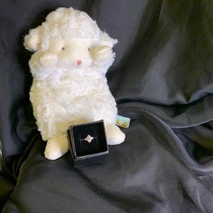 Silver Tone Delicate Ring with Clear Marquise Stone and Pave Stones Size 8